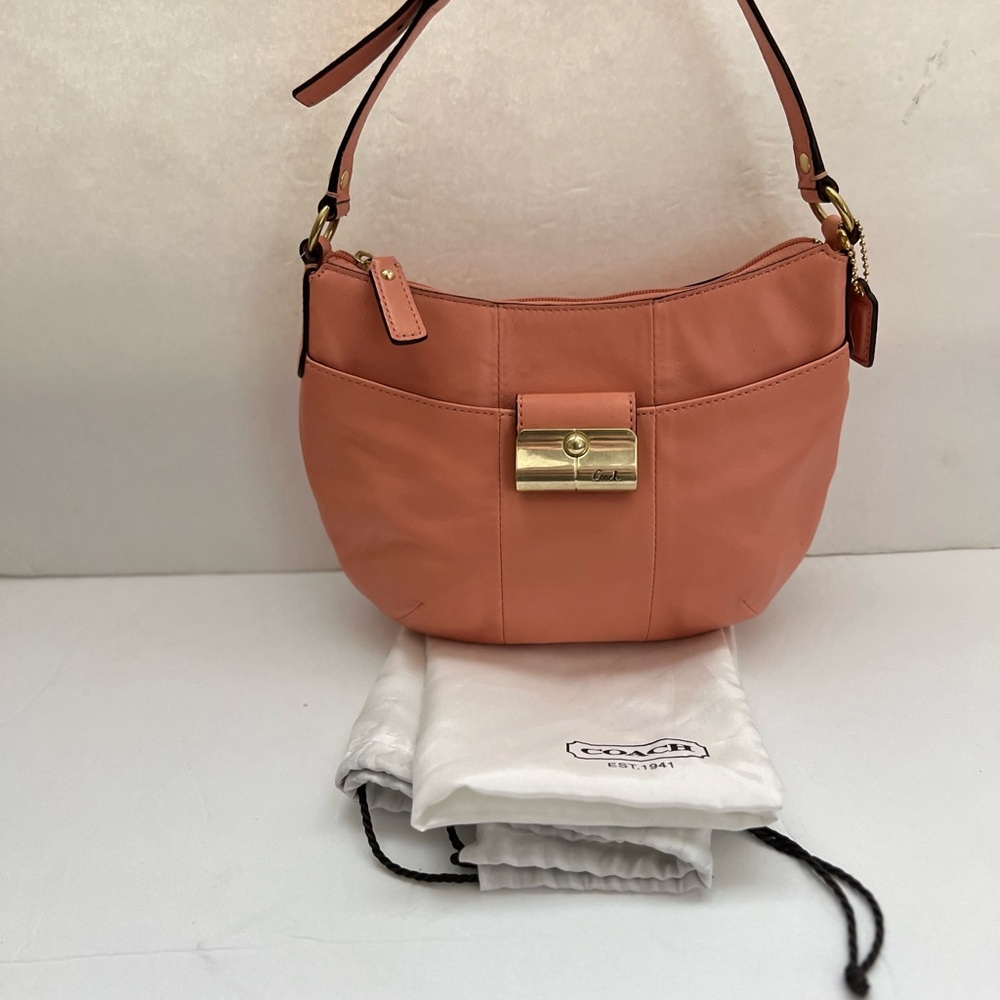 Coach Kristy Peach Leather Mini Hobo Bag